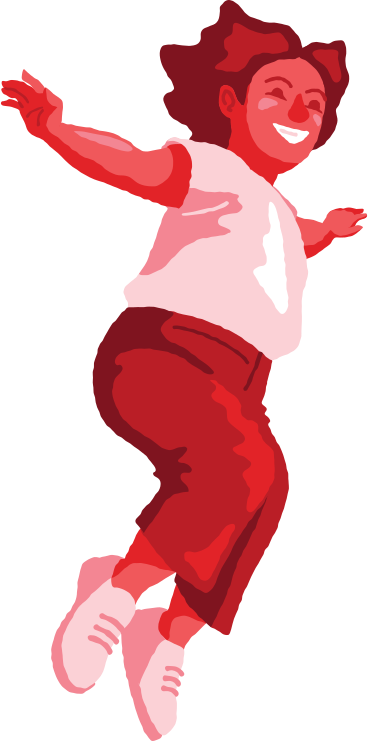 chubby girl jumping side view PNG, SVG