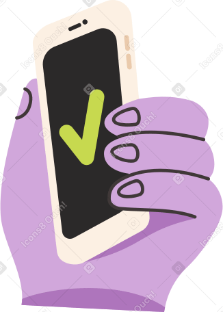 purple hand with phone Illustration in PNG, SVG
