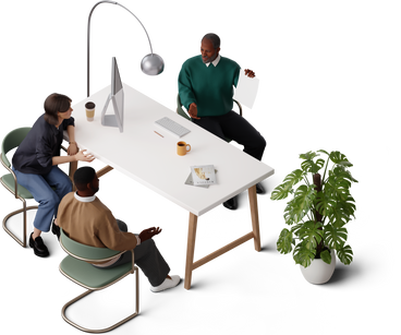 isometric view of colleagues having meeting PNG, SVG