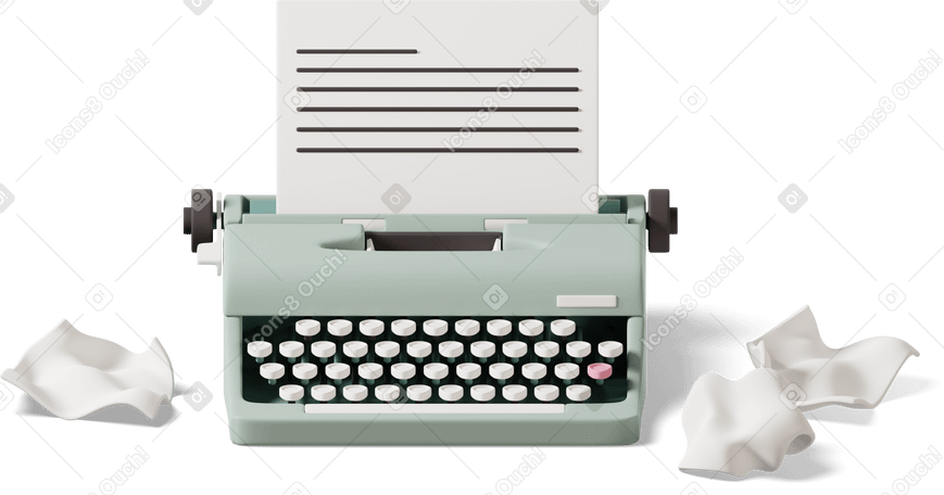 3D green typewriter  PNG, SVG