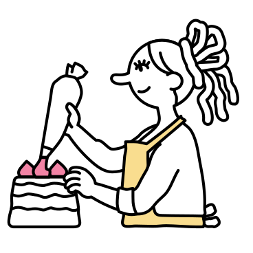 Woman decorates a cake PNG, SVG