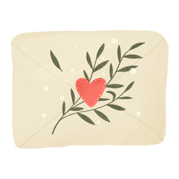 Sobre romántico con corazón y hojas PNG, SVG