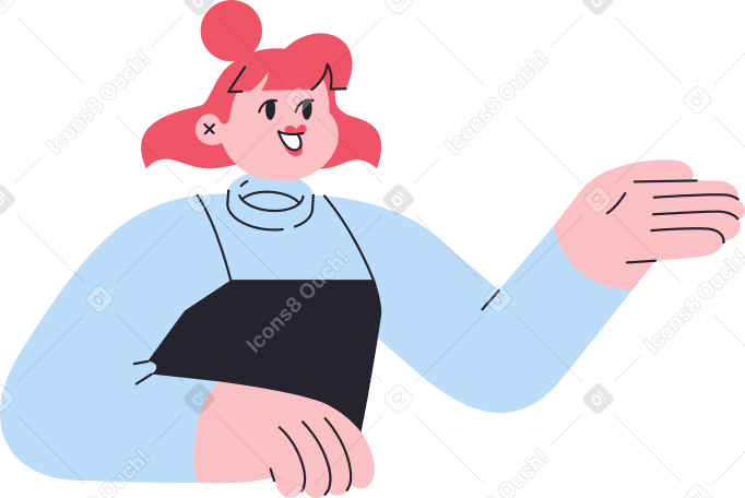 half body girl speaking and showing something PNG, SVG