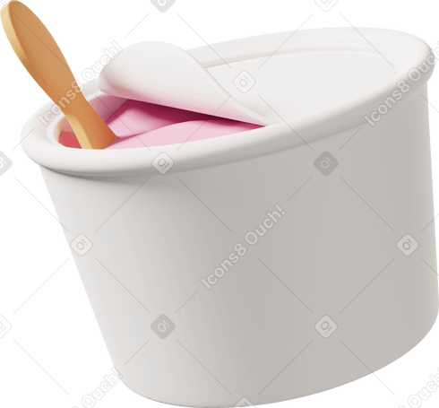 3D ice cream jar moсkup with wooden spoon PNG, SVG