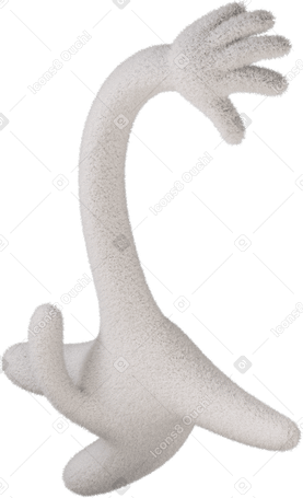 3D White fluffy jumping body turned to the right PNG, SVG