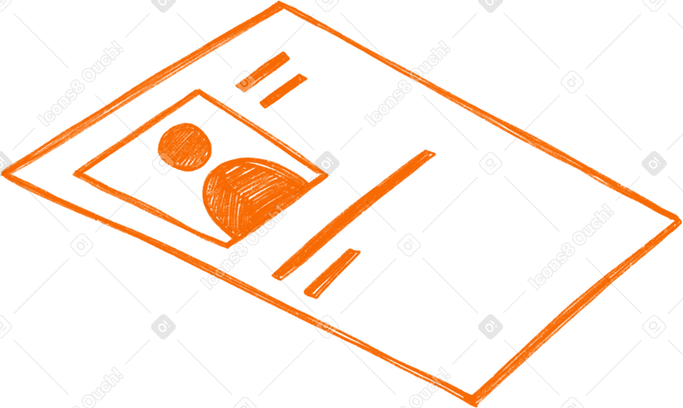 orange sheet with a résumé Illustration in PNG, SVG