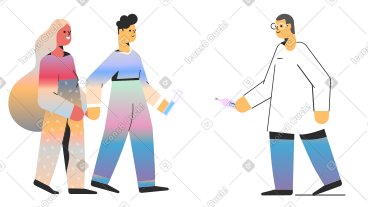 年轻夫妇和医生进行妊娠试验作为人工授精 PNG, SVG