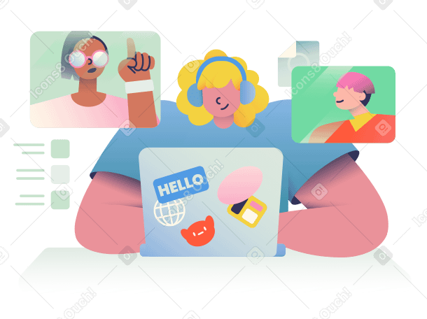 Remote Work from home animated illustration in GIF, Lottie (JSON), AE