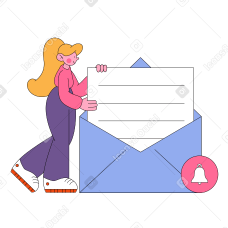 Girl with a Letter Illustration in PNG, SVG