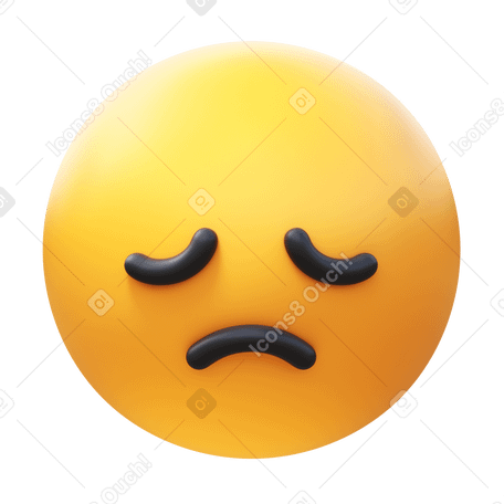 3D disappointed face Illustration in PNG, SVG