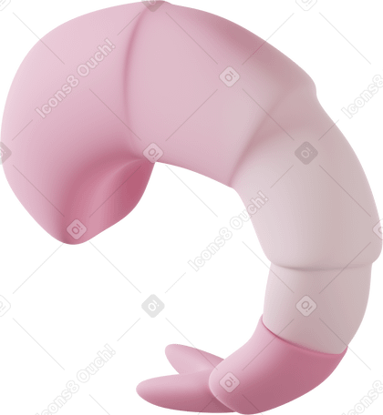 3D Pink shrimp  Illustration in PNG, SVG