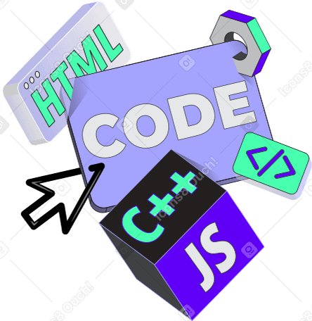 буквенный код с текстом знаков разных языков программирования в PNG, SVG