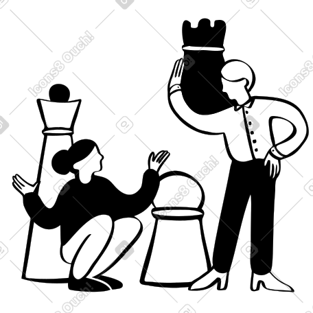 人们一边下棋一边讨论策略 PNG, SVG