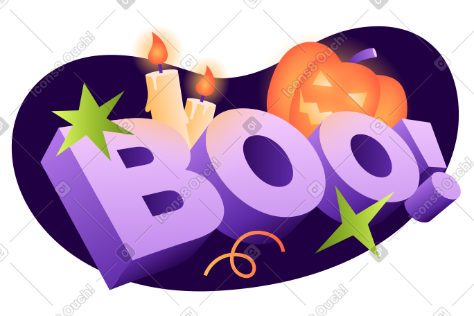 用万圣节南瓜和蜡烛文字写上 boo！ PNG, SVG