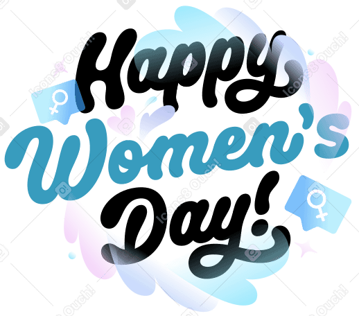 Letras feliz dia da mulher! com composição decorativa com texto salpicado PNG, SVG