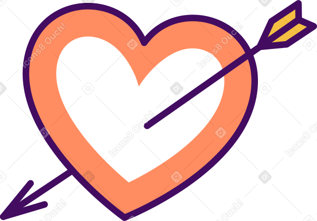 corazón atravesado por una flecha PNG, SVG