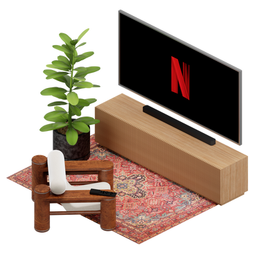 Isometric armchair and tv on a side table PNG, SVG