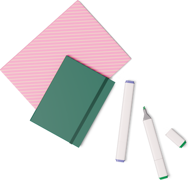 Top view of notebooks and markers PNG, SVG