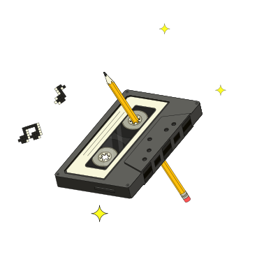 Pencil cassette tape from the 90s PNG, SVG