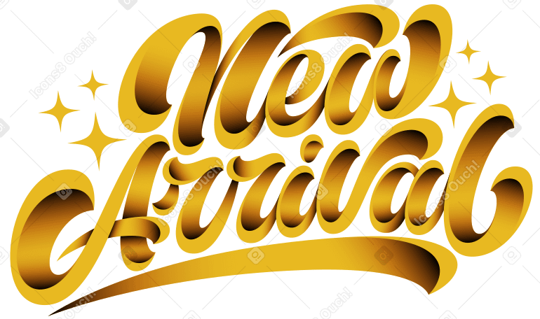 lettering new arrival with gradient shadow text PNG, SVG