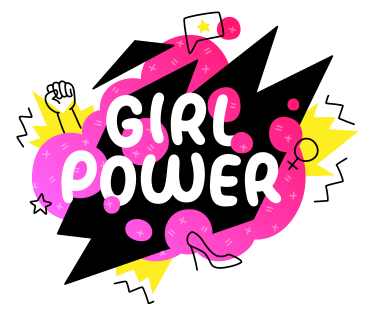 Girl power lettering colorful with doodles PNG, SVG