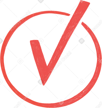red check mark in the circle PNG, SVG