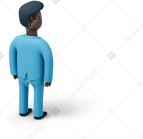 3D Back view of black businessman looking right Illustration in PNG, SVG