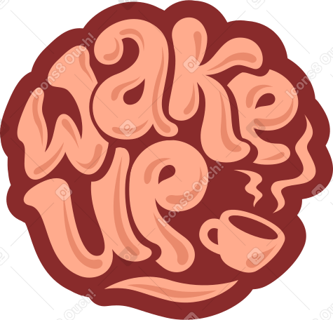 lettering wake up with cup of coffee text PNG, SVG