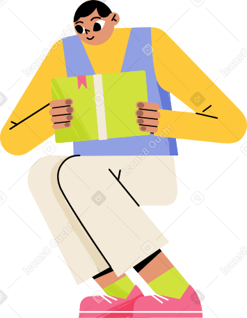 guy sitting and reading a boo PNG, SVG