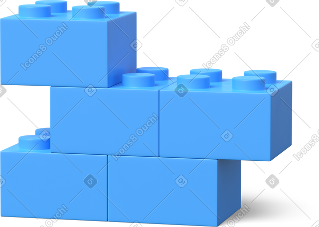 3D blue lego brick wall PNG, SVG