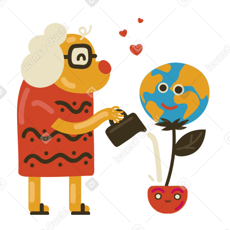 Caring for our planet Illustration in PNG, SVG