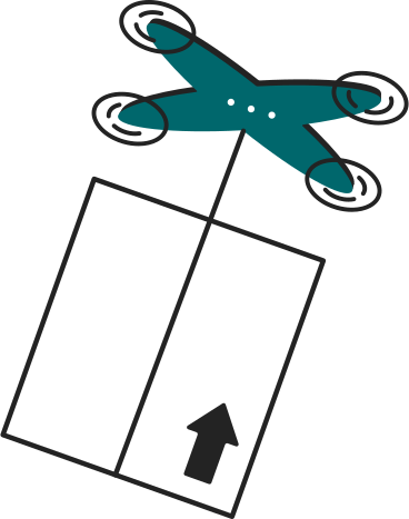 quadcopter with box PNG, SVG