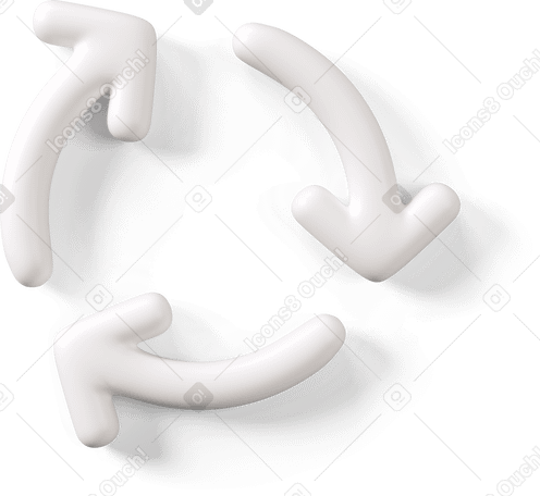 3D White recycle icon Illustration in PNG, SVG