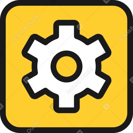 黄色齿轮按钮 PNG, SVG