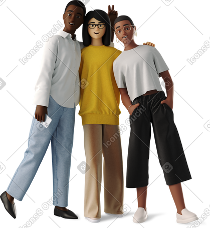 3D young women standing PNG, SVG