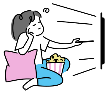 Bored woman watching TV and eating popcorn PNG, SVG