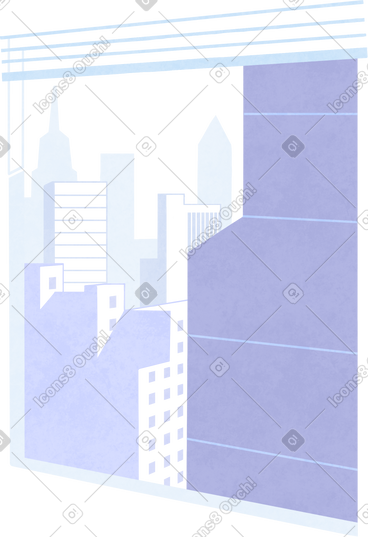 Purple window with city view PNG, SVG