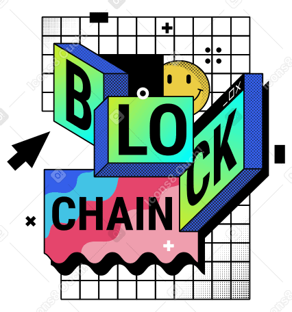 Letras de blockchain en una cuadrícula PNG, SVG