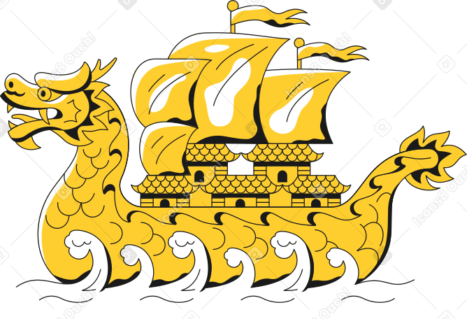 chinese sailboat Illustration in PNG, SVG