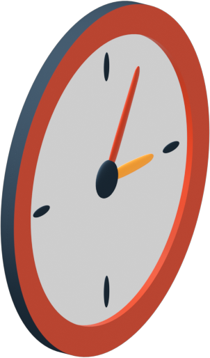 Red clock to the right PNG, SVG