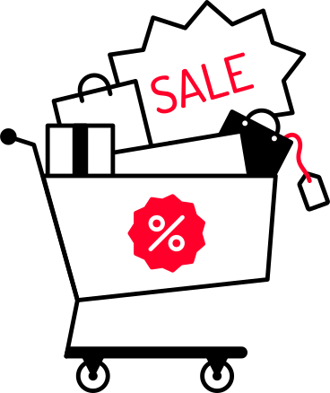 shopping cart with sale items animated illustration in GIF, Lottie (JSON), AE
