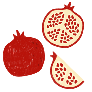 Pomegranate, half of a pomegranate and a pomegranate piece PNG, SVG