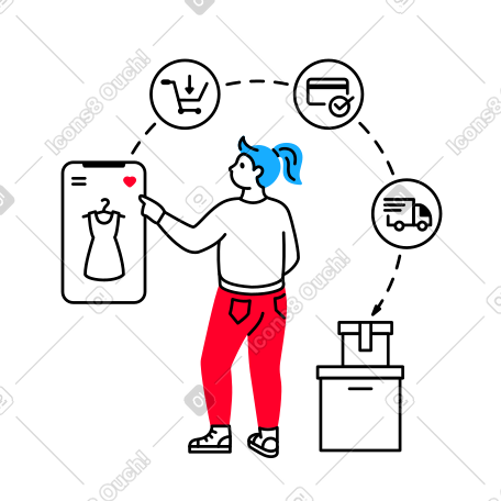 女人通过电话在网上买衣服 PNG, SVG