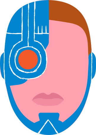 cyborg face Illustration in PNG, SVG