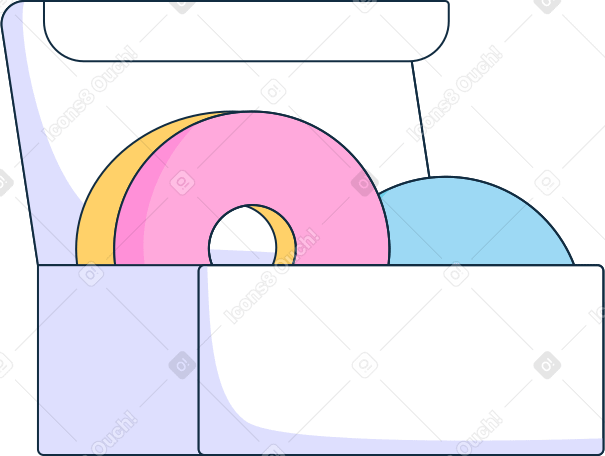 box with two donuts Illustration in PNG, SVG