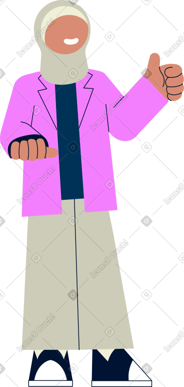 Young woman in a hijab gives a thumbs up PNG, SVG