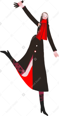 madame in black coat Illustration in PNG, SVG