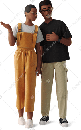 3D young woman and young man gossip PNG, SVG