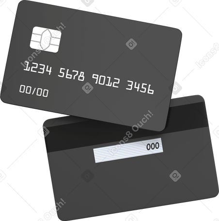 3D two black credit card Illustration in PNG, SVG