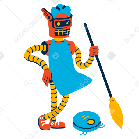 Cleaning robot Illustration in PNG, SVG